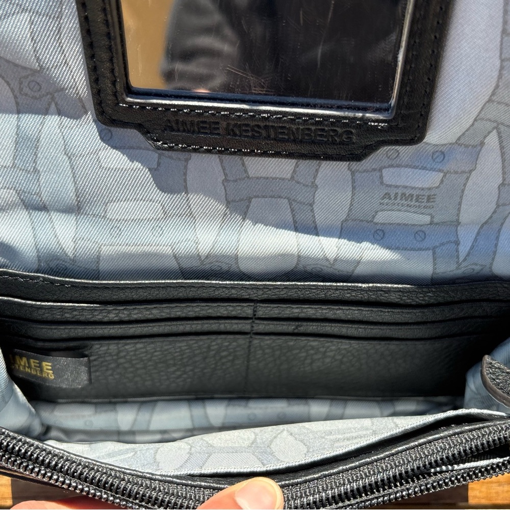 Aimee Kestenberg Crossbody Bag | Pebbled Leather Chain Strap | Mirror Interior - Picture 7 of 11